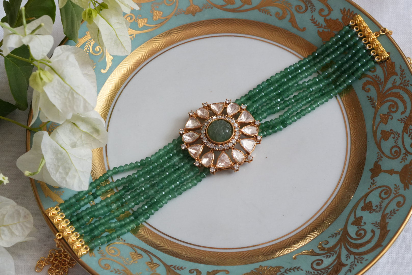 Mossainite Polki Choker (4-8954)(R) - JEWELSTYLE