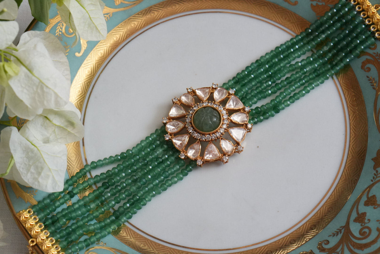 Mossainite Polki Choker (4-8954)(R) - JEWELSTYLE
