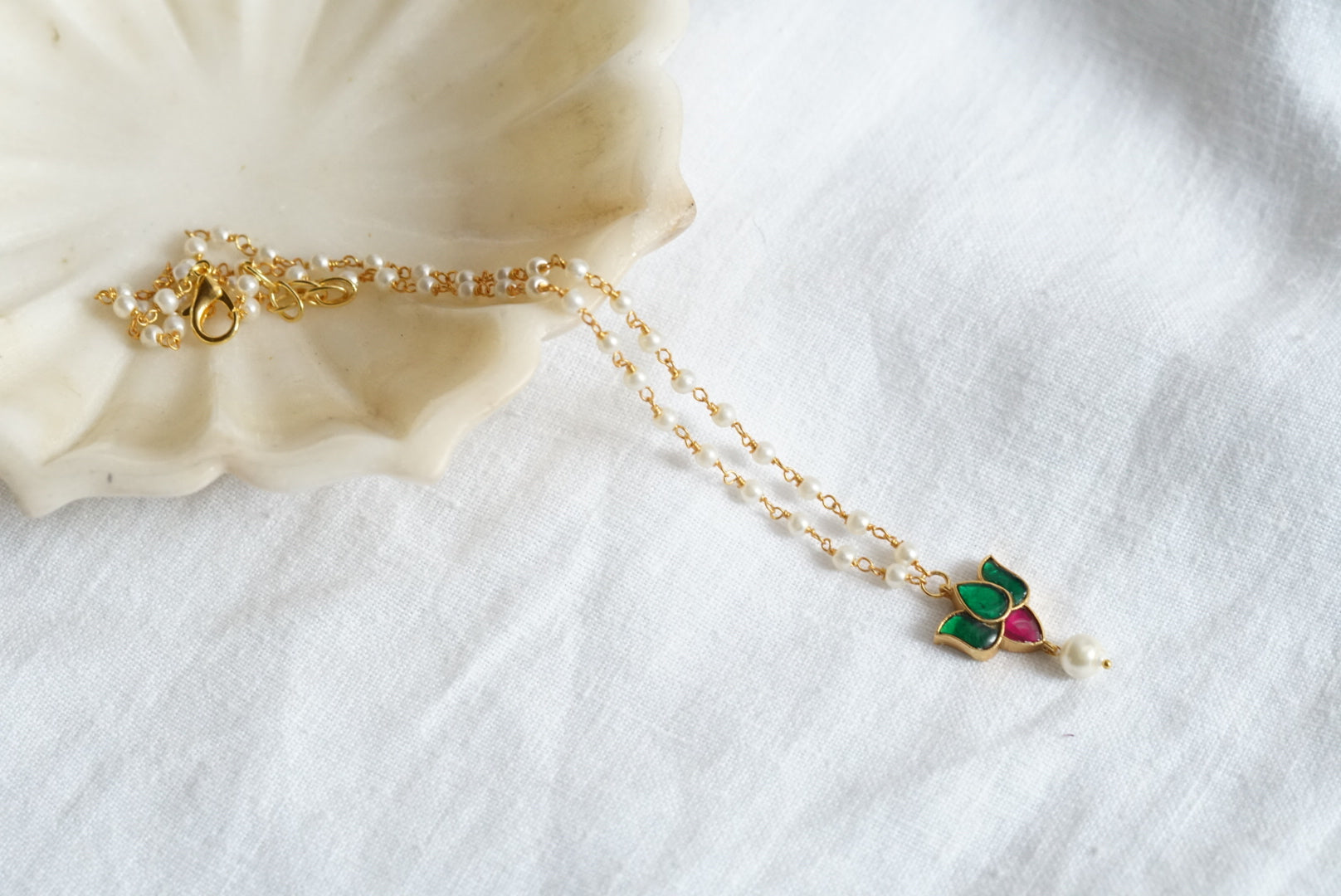 Kundan pendant necklace (4-5988)(R) - JEWELSTYLE