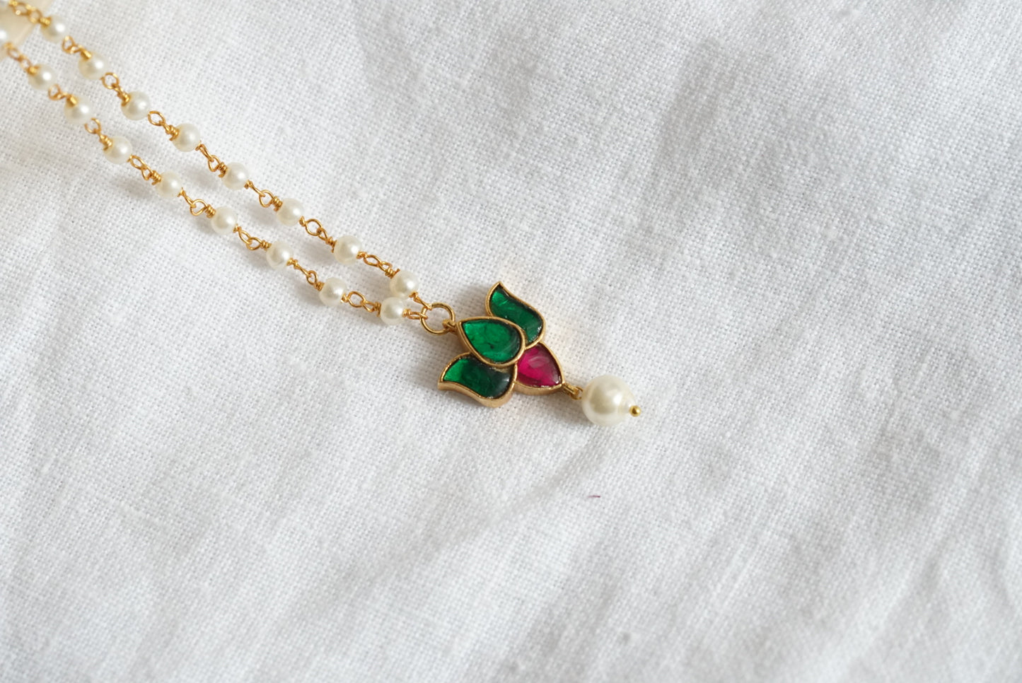 Kundan pendant necklace (4-5988)(R) - JEWELSTYLE