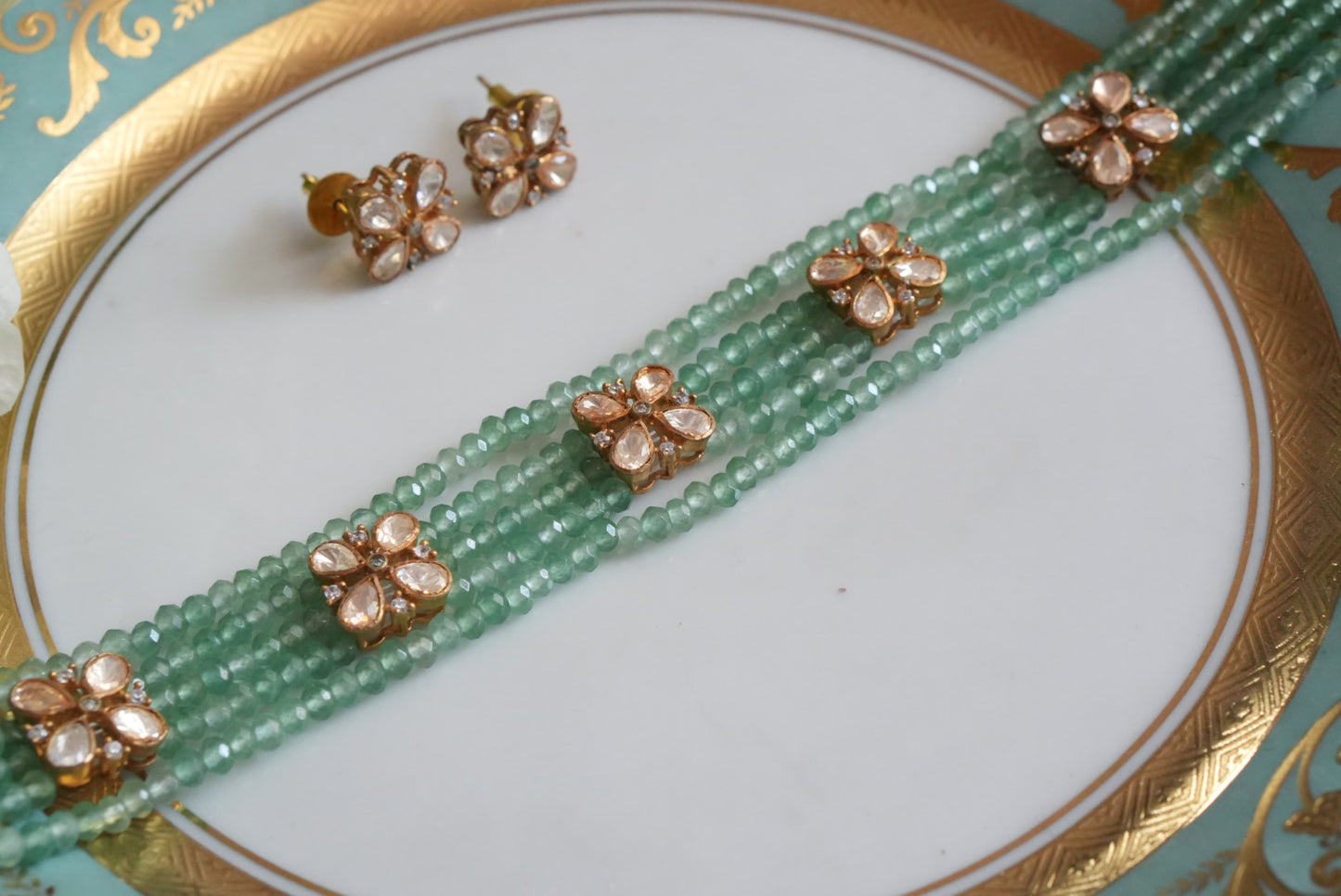 Mossainite Polki  Choker Set (4-8955)(R)(ALREADY DISCOUNTED) - JEWELSTYLE