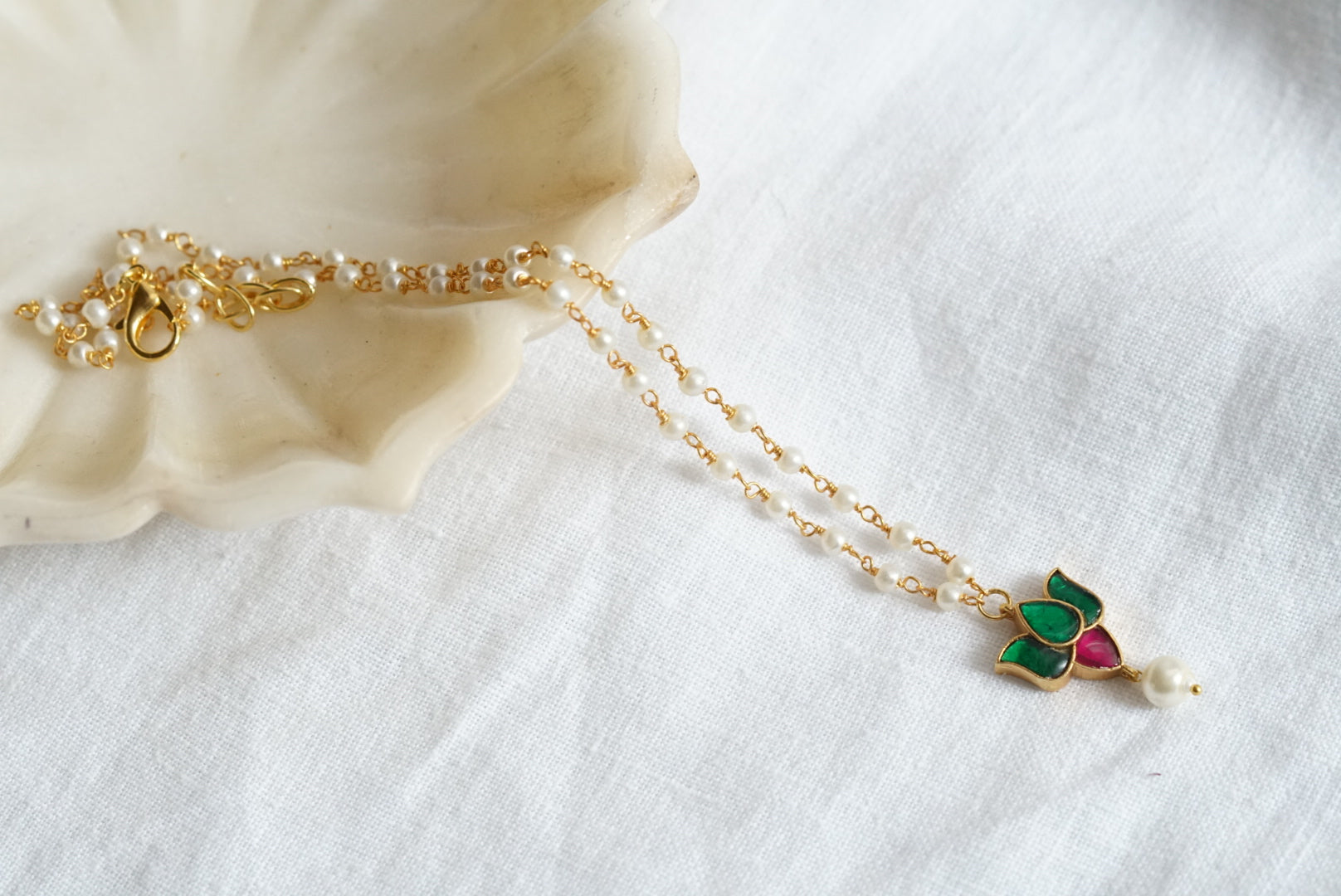 Kundan pendant necklace (4-5988)(R) - JEWELSTYLE