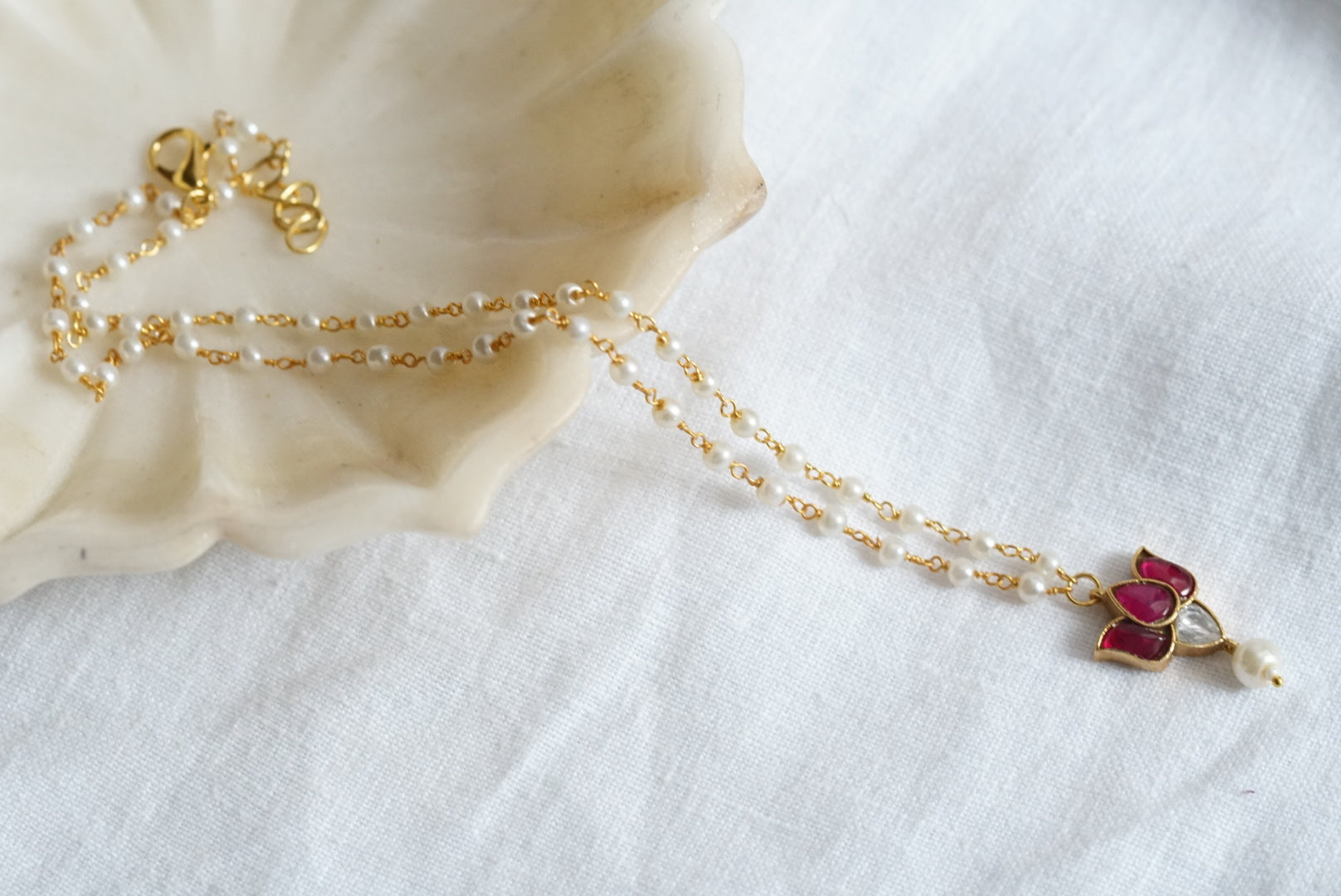 Kundan pendant necklace (4-5987)(R) - JEWELSTYLE
