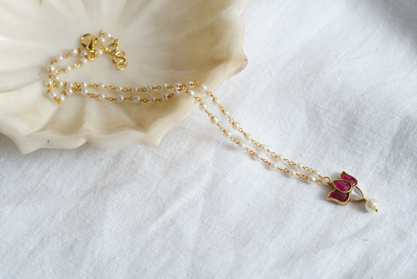 Kundan pendant necklace (4-5987)(R) - JEWELSTYLE