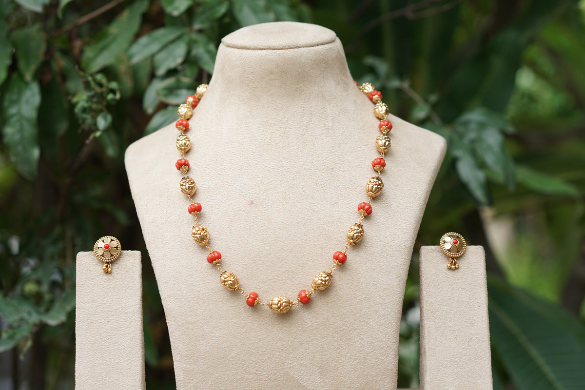 Coral Necklace Set (4-9577)(AK)
