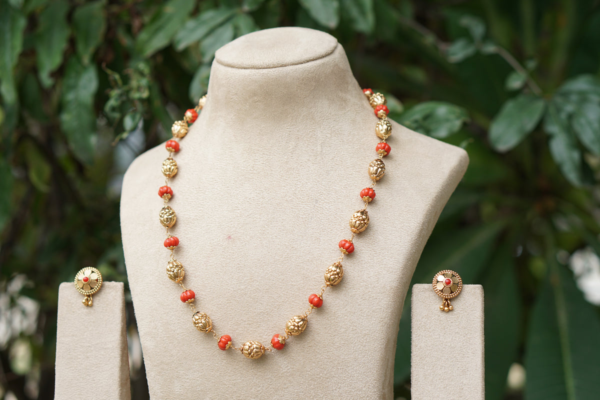Coral Necklace Set (4-9577)(AK)