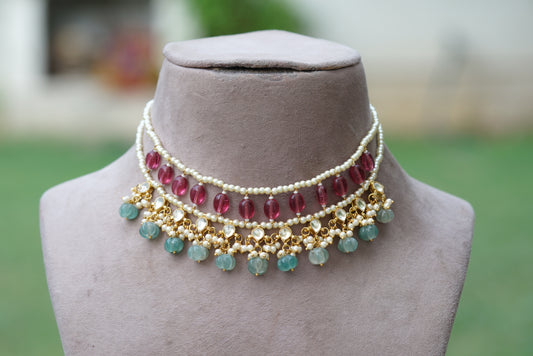 KUNDAN BEADS NECKLACE (4-6405)(N)