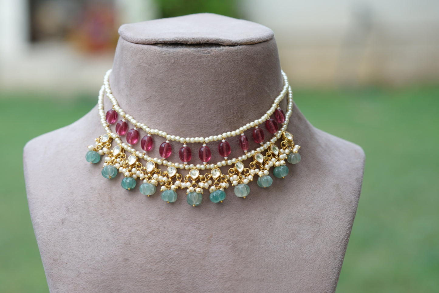 KUNDAN BEADS NECKLACE (4-6405)(N)