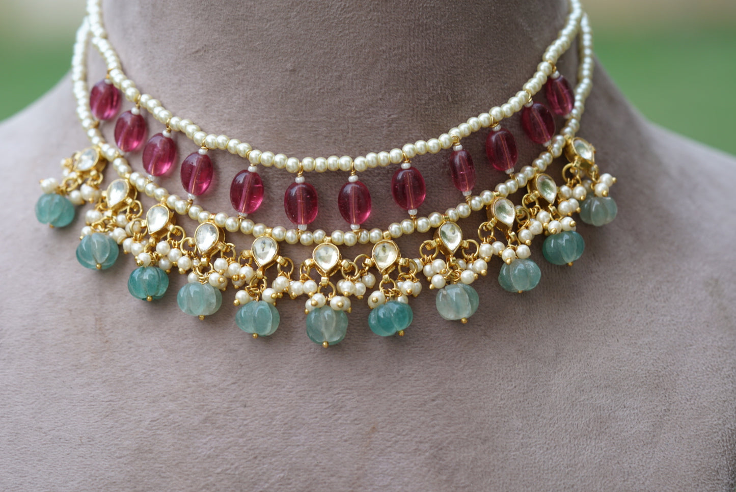 KUNDAN BEADS NECKLACE (4-6405)(N)