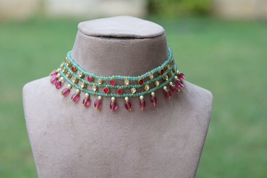 KUNDAN BEADS CHOKER (4-6402)(N) - JEWELSTYLE