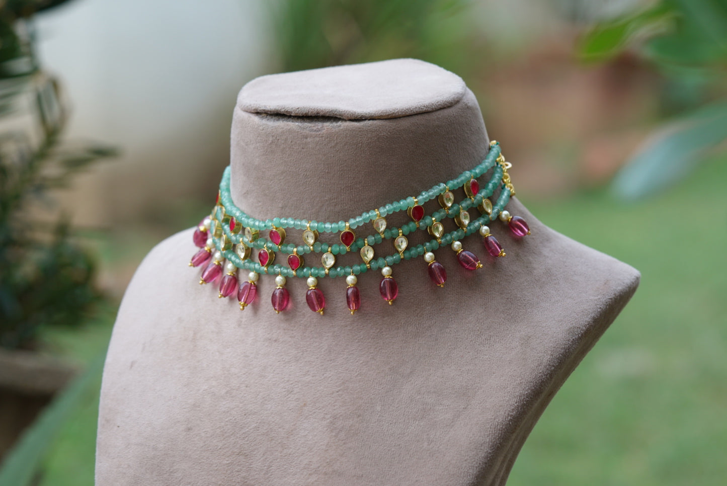 KUNDAN BEADS CHOKER (4-6402)(N) - JEWELSTYLE