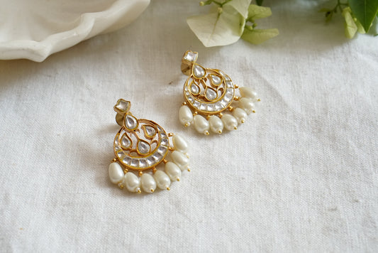 White kundan earrings (1-4046) (R)(preorder) - JEWELSTYLE