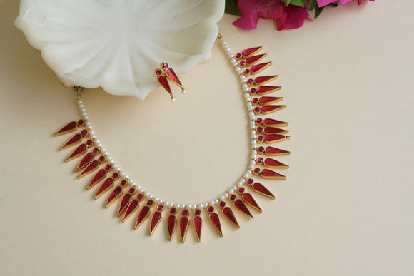 Kundan Necklace Set (4-8444)(R)
