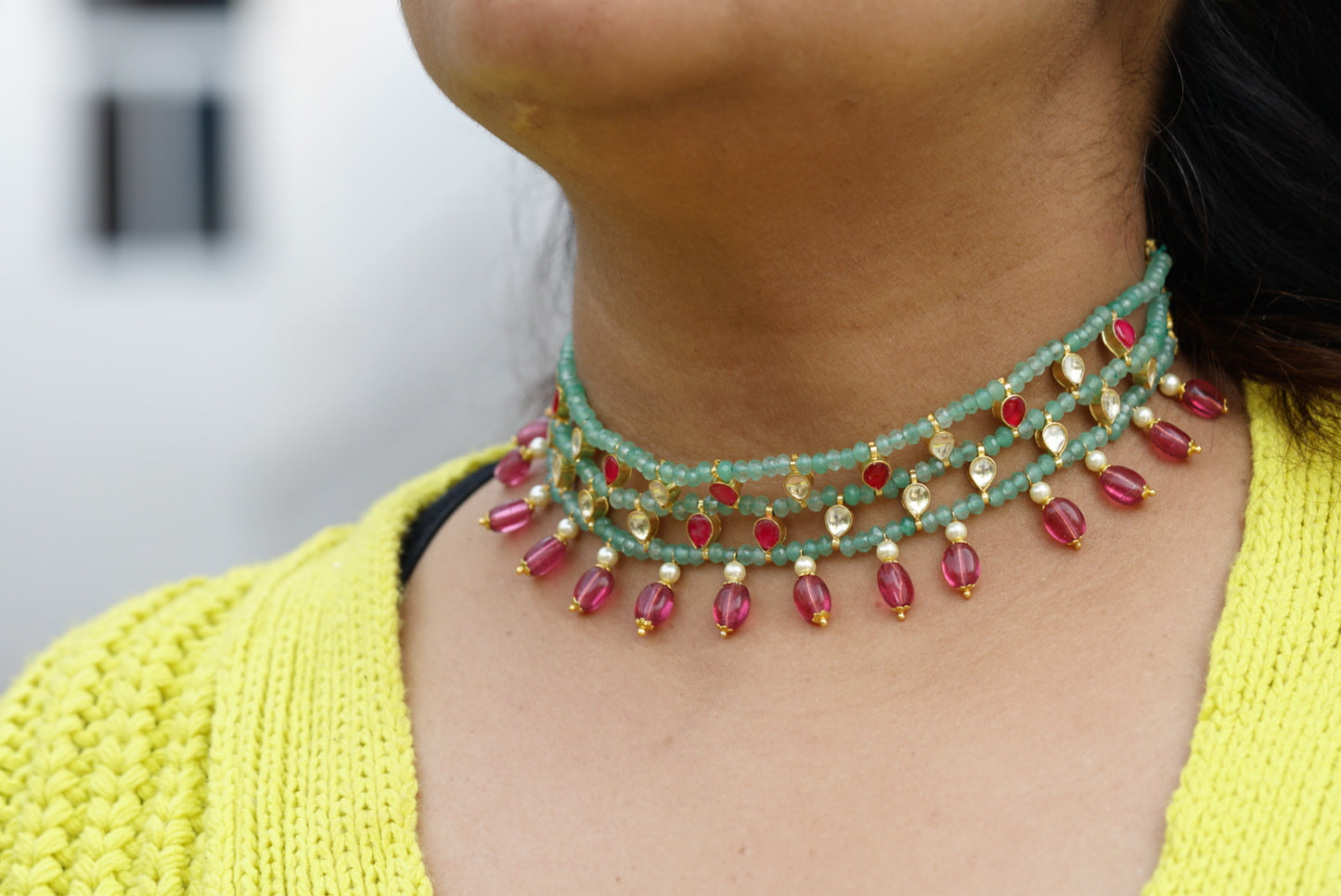 KUNDAN BEADS CHOKER (4-6402)(N) - JEWELSTYLE