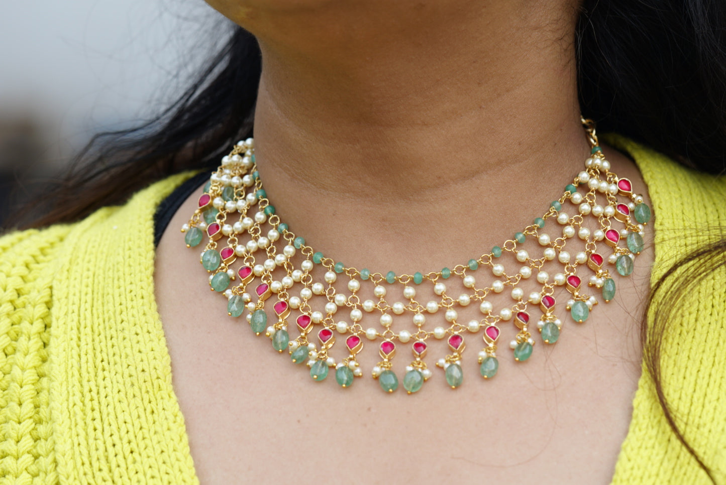 KUNDAN BEADS NECKLACE (4-6403)(N)