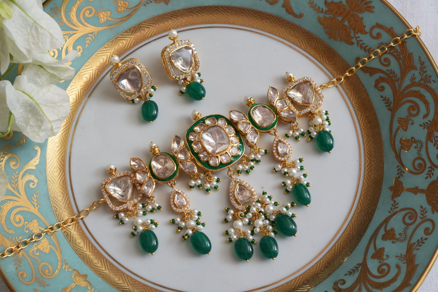 Mossainite  Polki Choker Set (4-8956)(R)