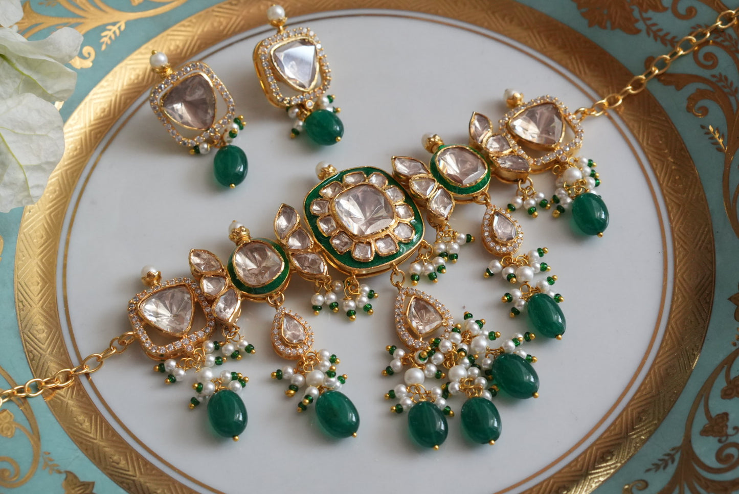 Mossainite  Polki Choker Set (4-8956)(R)