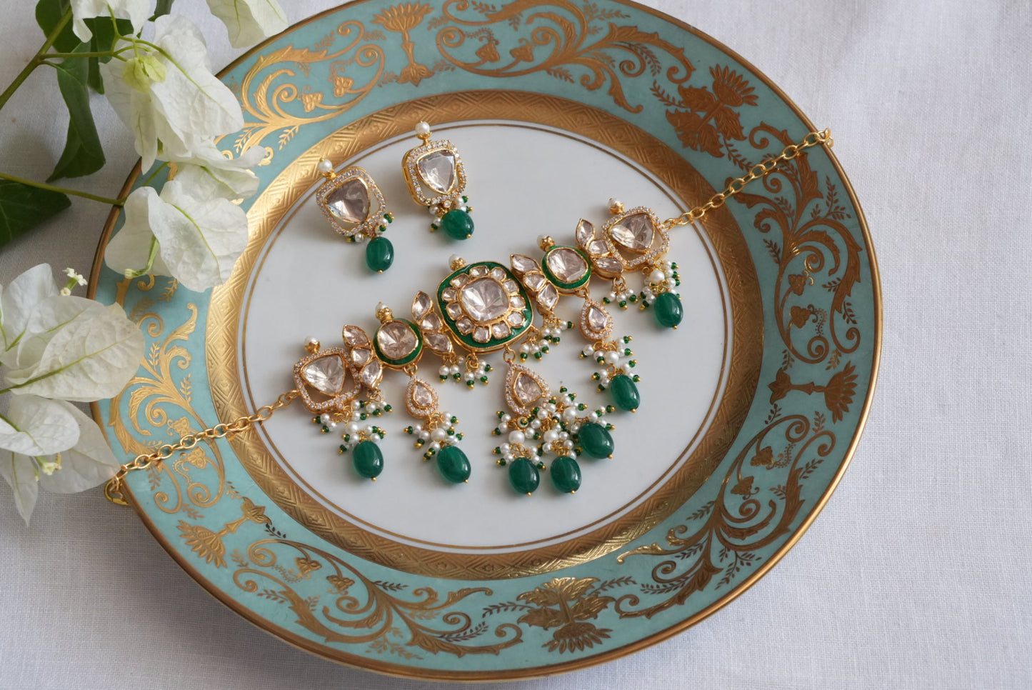 Mossainite  Polki Choker Set (4-8956)(R)