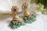 White kundan jhumki earrings (1-4047) (R)