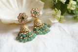 White kundan jhumki earrings (1-4047) (R)