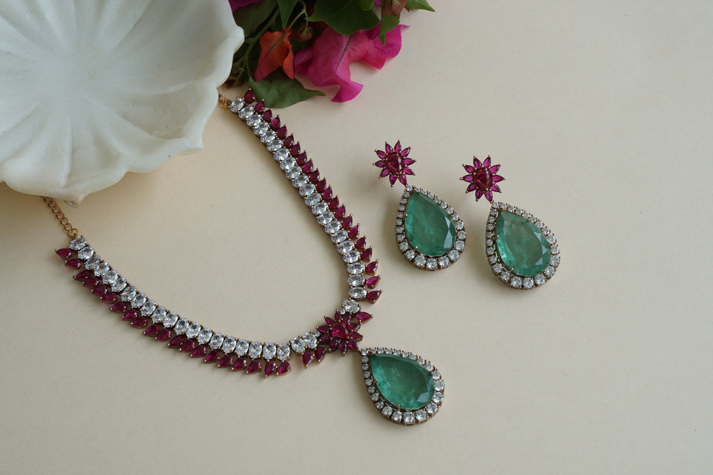 Polki Necklace Set (4-8447)(B)