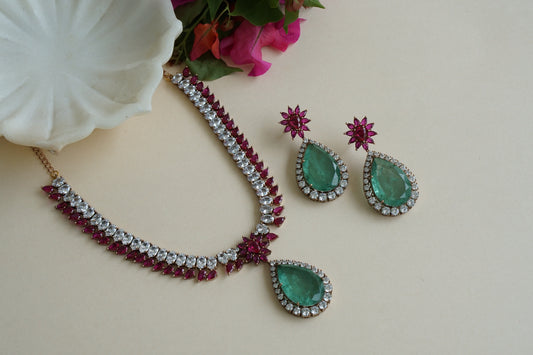 Polki Necklace Set (4-8447)(B) - JEWELSTYLE