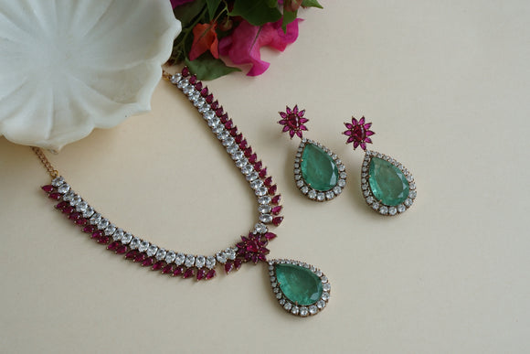 Polki Necklace Set (4-8447)(B)