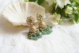 White kundan jhumki earrings (1-4047) (R)