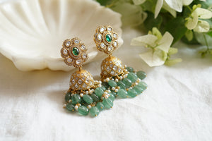 White kundan jhumki earrings (1-4047) (R)