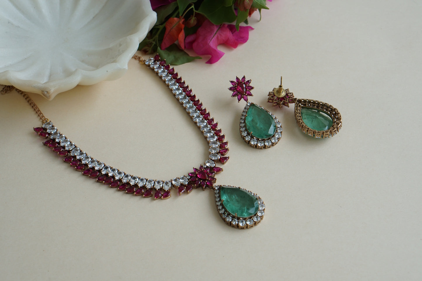 Polki Necklace Set (4-8447)(B)