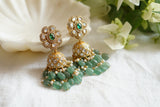 White kundan jhumki earrings (1-4047) (R)