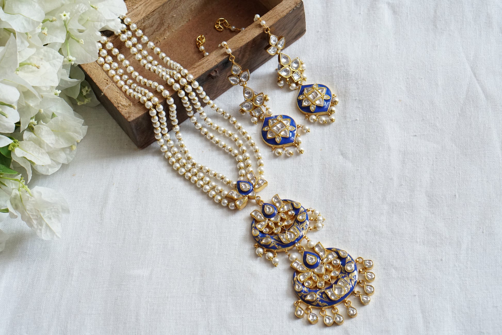 Kundan Meenawork Necklace set   (4-8161)(R)(preorder) - JEWELSTYLE