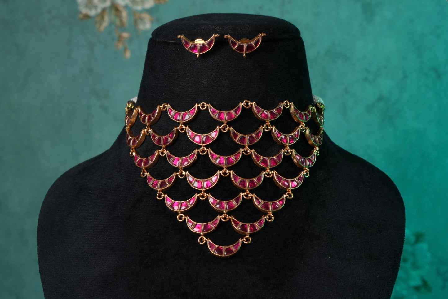 Pink chand Kundan choker set (4-8969)(R) (Preorder) - JEWELSTYLE