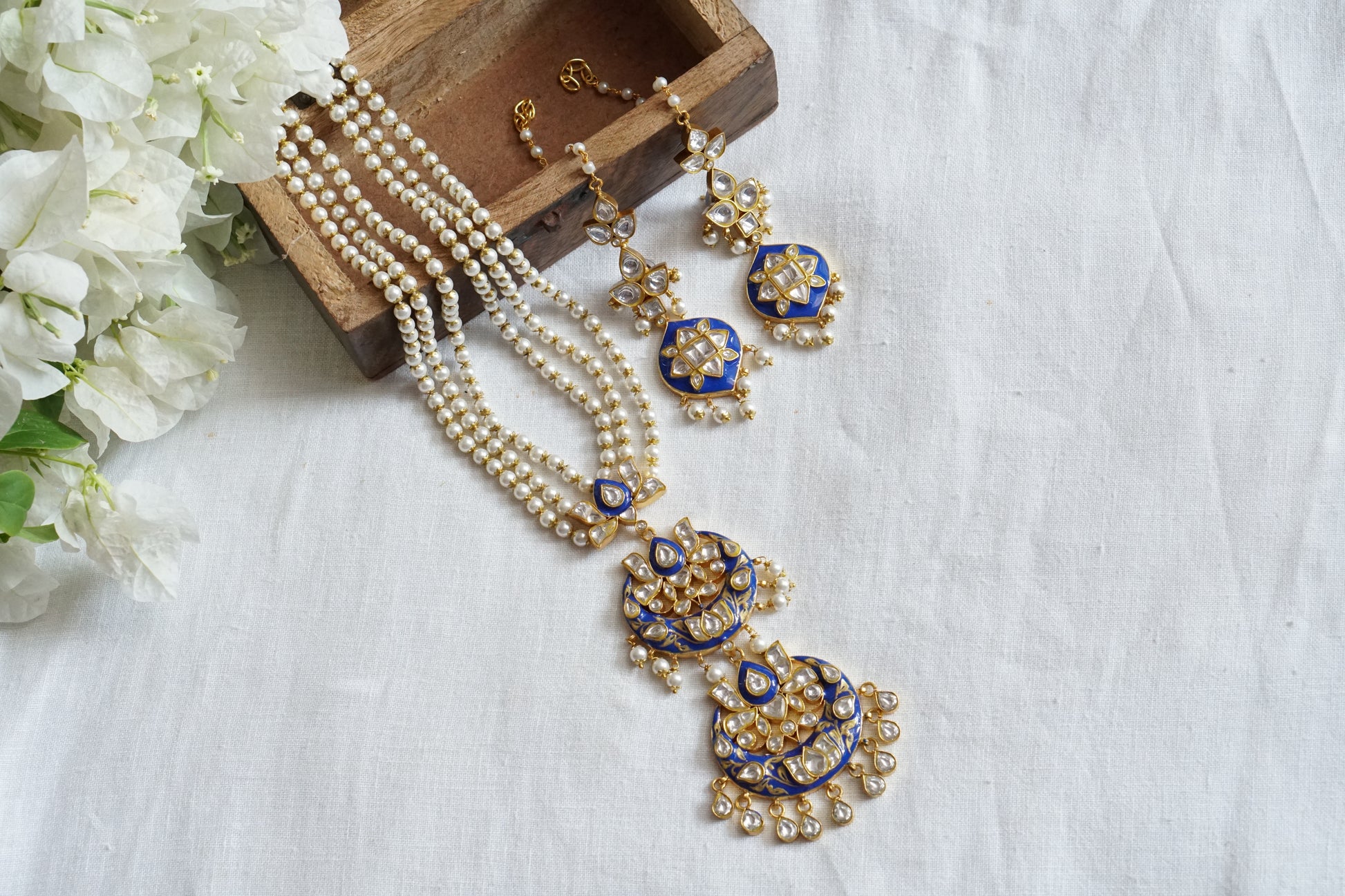Kundan Meenawork Necklace set   (4-8161)(R)(preorder) - JEWELSTYLE