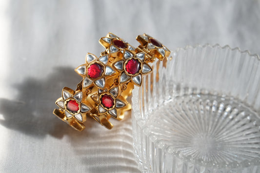 Pink & White Stone Kundan Openable Bangle(3-456)(R)(Size 2’6)(PREORDER)