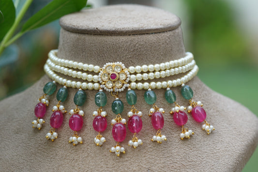 KUNDAN BEADS CHOKER (4-6407)(N)