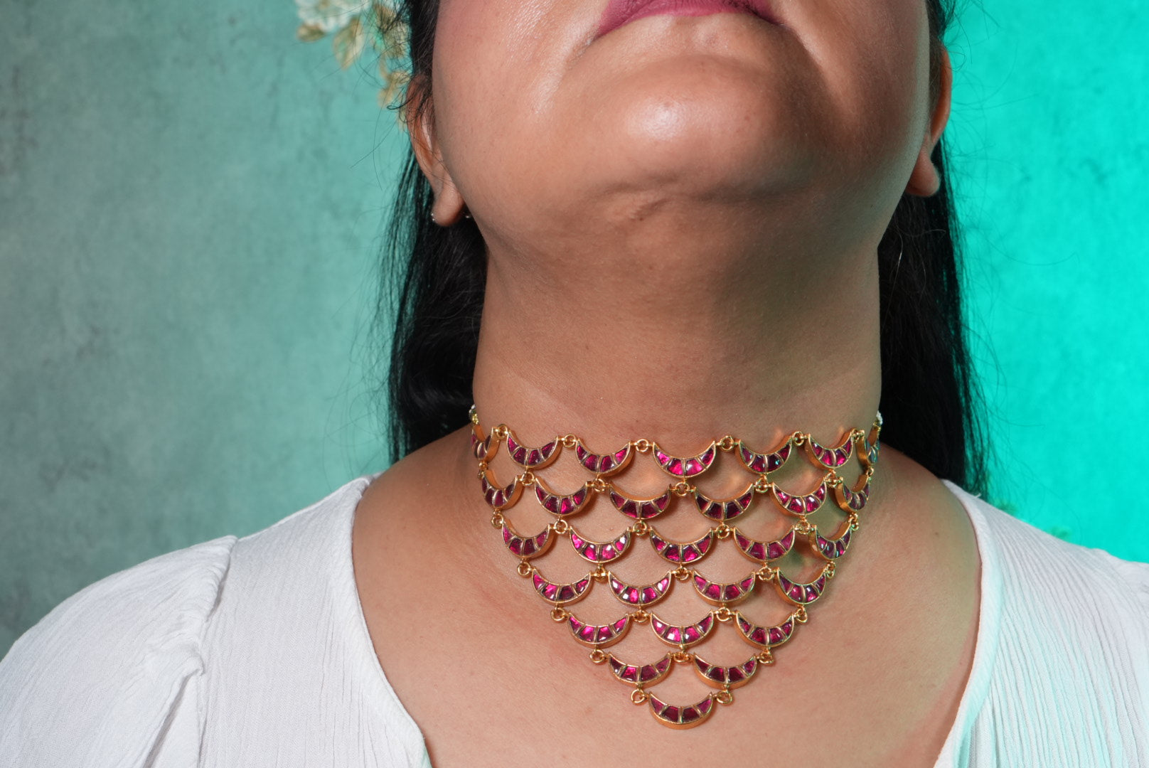 Pink chand Kundan choker set (4-8969)(R) (Preorder) - JEWELSTYLE