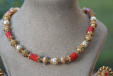 Antique coral necklace set (4-7754)(AK)