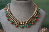 Antique coral necklace set (4-7755)(AK)