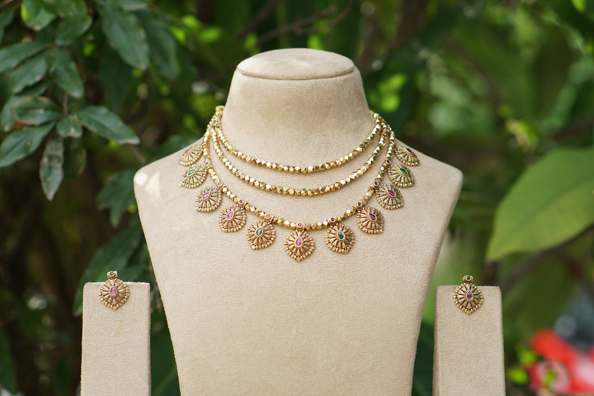 Antique necklace Set (4-9619)(EX)