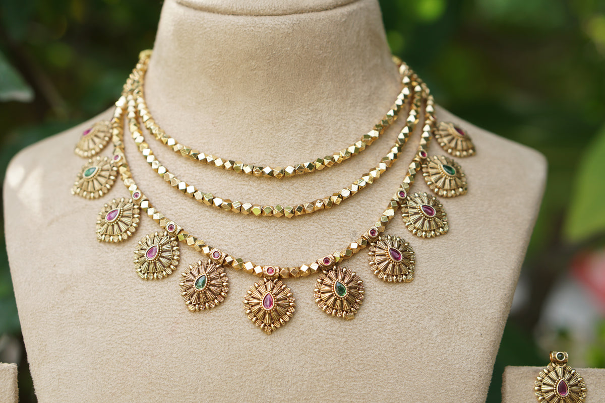 Antique necklace Set (4-9619)(EX)