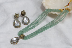 Kundan polki pendant necklace set (4-6000)(B)