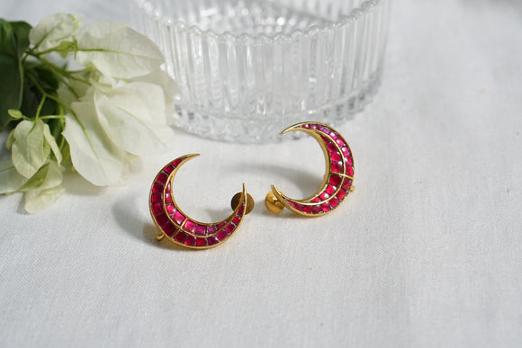 Pink Chand Earcuff Kundan  Earrings (1-4606)(R)(ALREADY DISCOUNTED