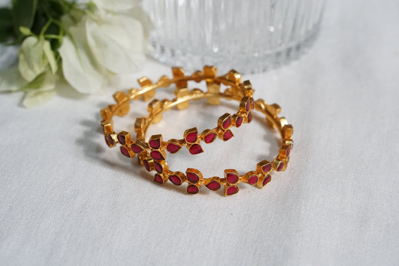 Pink Stone Kundan Bangle(3-455)(R)(Size 2’6) (already discounted)