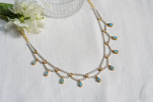 Turquoise Stone Kundan Necklace (4-8454)(R) - JEWELSTYLE