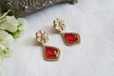 Red Polki Earrings (1-4972)(B)