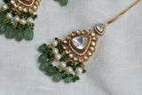 Kundan Polki necklace set with maangtika (4-5993)(B)