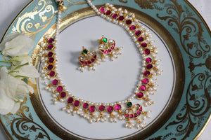 Pink Kundan Necklace Set (4-8448)(R)