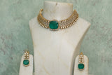 Kundan mother of Pearl pendant necklace set (4-6004)(B)