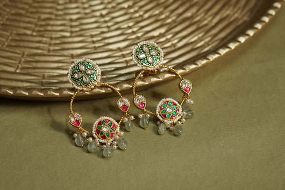 Kundan  Earrings (1-4605)(R)(CLEARANCE SALE PIECE)